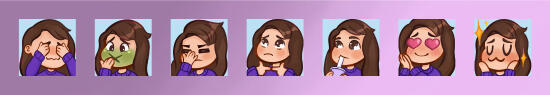 7 emotes drawn for JoshuaFE8, by emolgana, featuring themselves